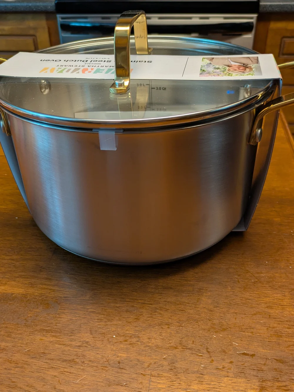 Martha Stewart Stainless Steel Dutch Oven with Gold-Tone Handles